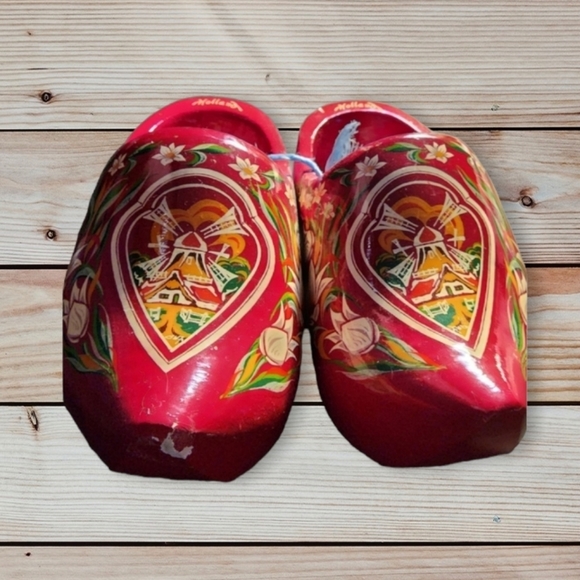 Dunora Other - 𝅺unique Vintage Wood Dutch Windmill Clogs